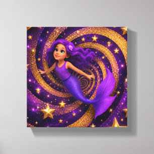 Toile Mermaid Étoile d'Or Violet Illusion d'Optique Fa