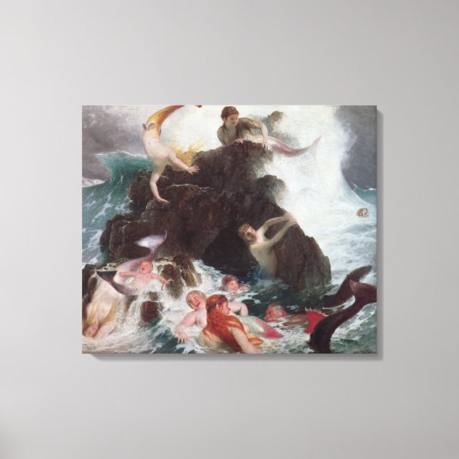 Toile Mermaids à Play, 1886 (huile sur toile) (Recto)
