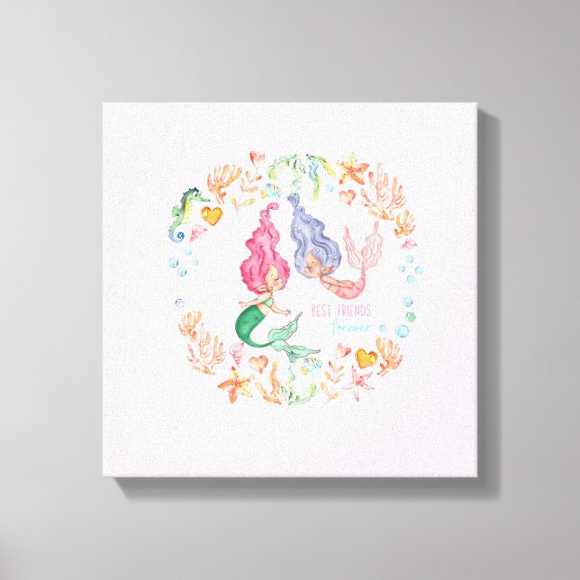 Toile Mermaids Meilleurs amis pour toujours BFF personna (Recto)