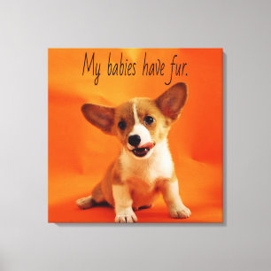 Toile Mes bébés ont un chien à fourrure, de mignons chio