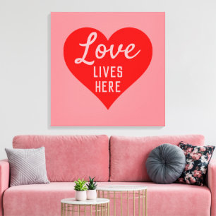 Toile Message Amour Habite Ici