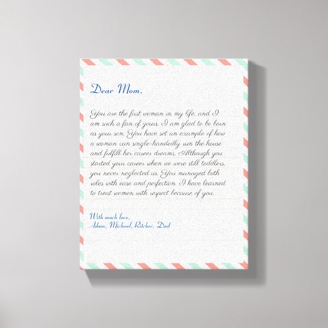 Toile Message de lettre d'amour manuscrite de Carnet per (Recto)