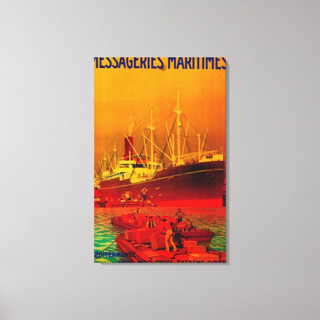 Toile Messageries Maritimes Poster Vintage Europe (Recto)