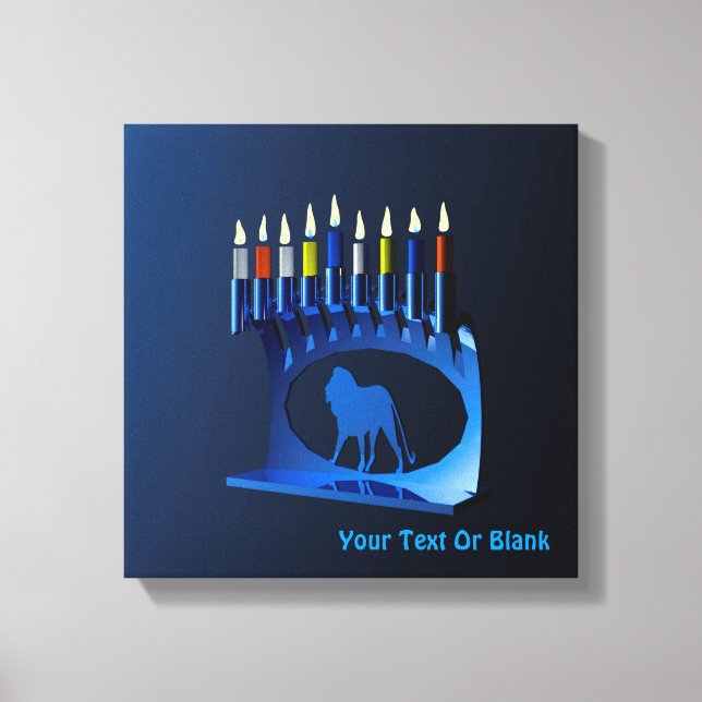 Toile Métallurgique Bleu Chanukkah Menorah (Recto)
