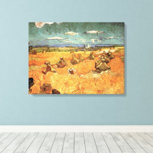 Toile Meules avec moissonneuse de Vincent van Gogh