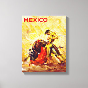 Toile Mexique Bull Fighter Poster vintage restauré