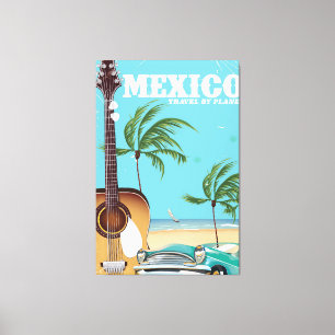 Toile Mexique - voyage en avion affiche de voyage