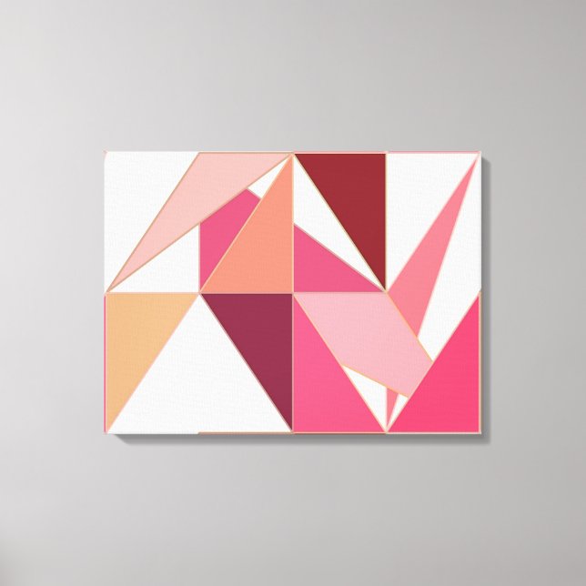 Toile Mi-Siècle Abstrait, Triangles - Corail, Beige (Recto)