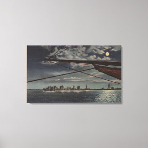 Toile Miami, la Floride - vue éclairée par la lune de