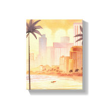 Miami Sunrise | Aquarelle jaune Peinture Skyline