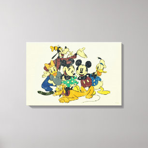 Toile Mickey et ses amis  Hug Vintage