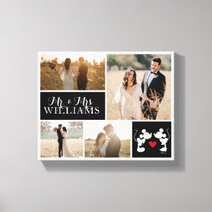 Toile Mickey & Minnie M. & Mrs Mariage Photo Collage
