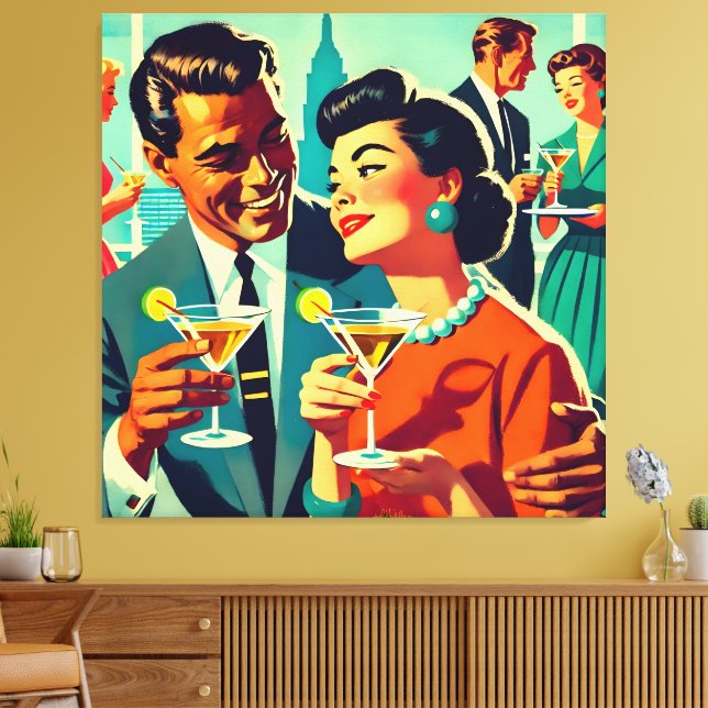Toile Mid Century Cocktail Party Couples - Mi Amor (Insitu(Salon))
