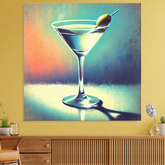 Toile Mid Century I Love The Blues Martini Art