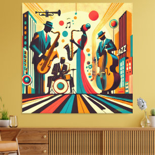 Toile Mid Century Jazz Age Quartet