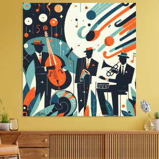 Toile Mid Century Modern Jazz Age Trio