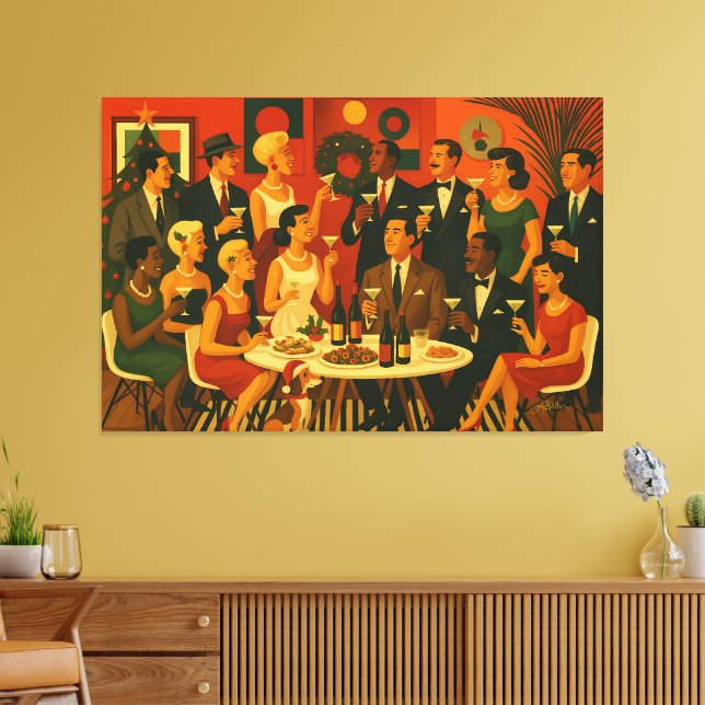 Toile Mid Century Modern Martini Intellectuals Christmas (Insitu(Salon))