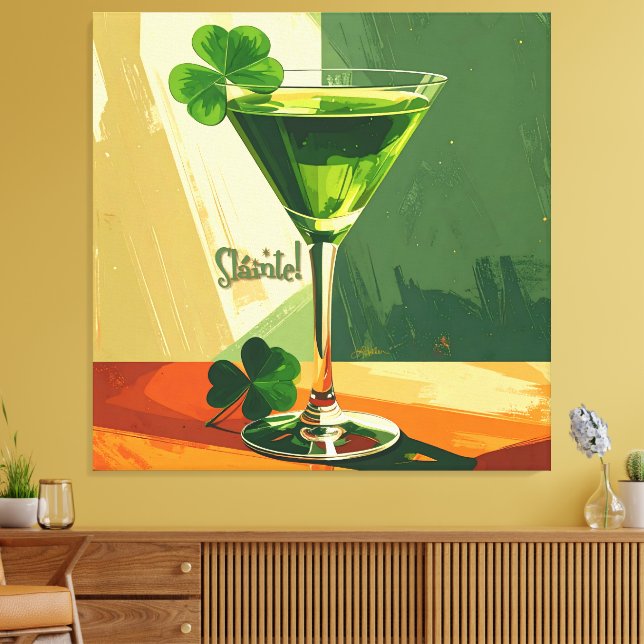 Toile Mid Century Modern Shamrock Martini Sláinte!  (Insitu(Salon))