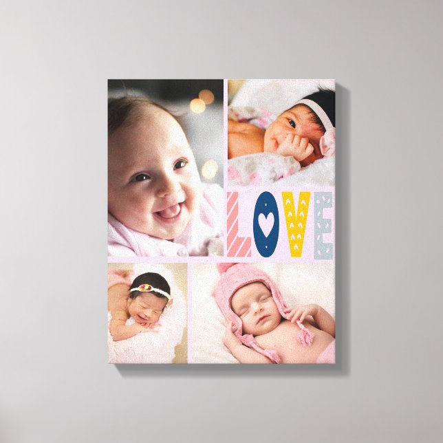 Toile mignonne amour bébé photo collage pépinière nouvea (Recto)