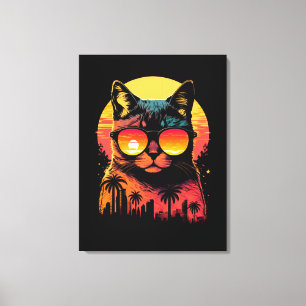 Toile Mignonne Chat Vintage portant des lunettes au couc