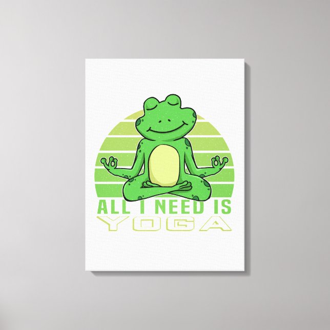 Toile Mignonne grenouille faisant du yoga. (Recto)