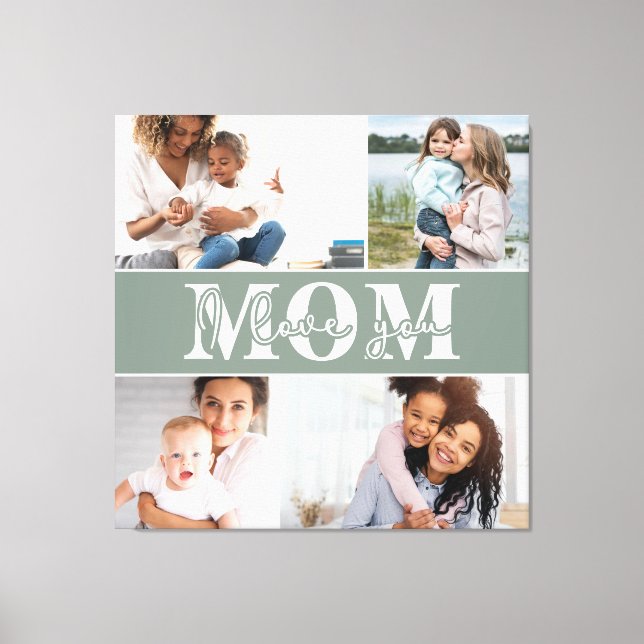 Toile Mignonne JE T'AIME MOM Fête des Mères Photo (Recto)
