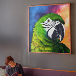 Toile Mignonne perroquet vert généré par l'IA