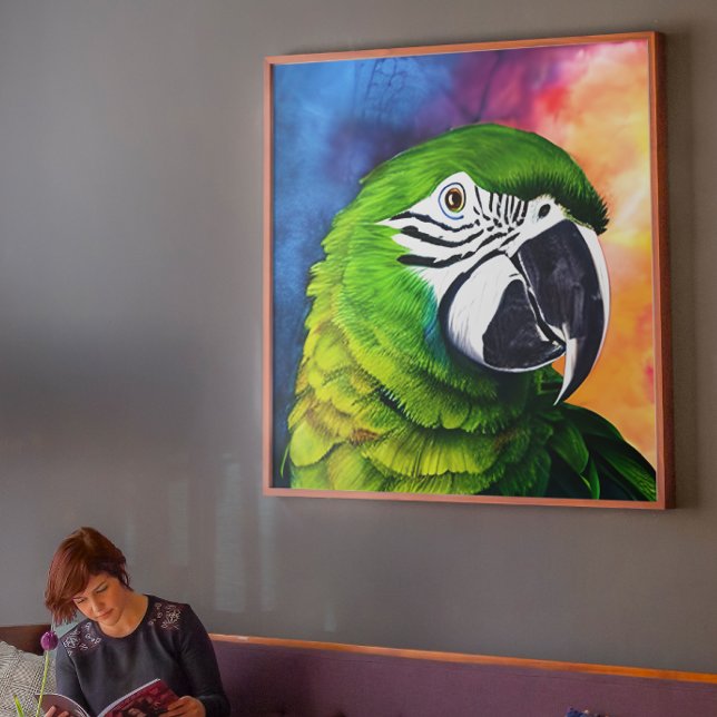 Toile Mignonne perroquet vert généré par l'IA (Créateur téléchargé)