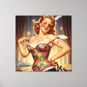 Toile Mignonne rousse fille avec chien