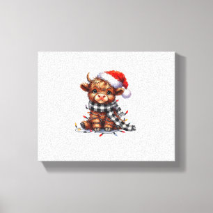 Toile Mignons feux de Noël Vache Highland Funny Noël