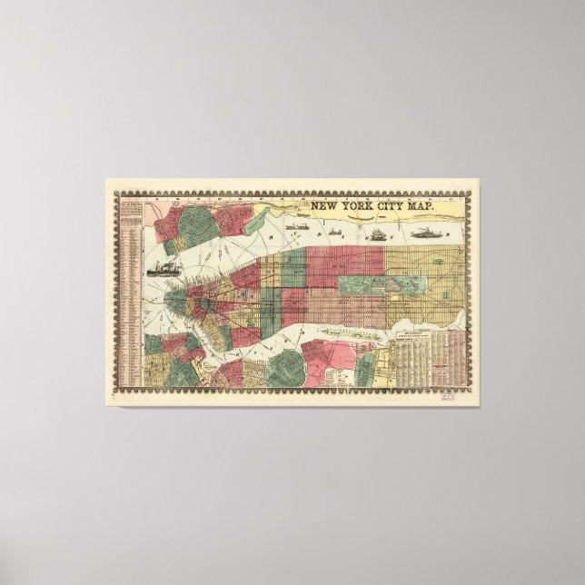 Toile Miller's Map of the City of New York (1862) (Recto)
