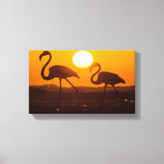 Toile Minimalist Flamingo Silhouette Sunset