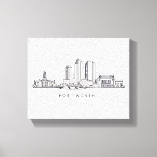Toile Minimalist Fort Worth Skyline Line Art