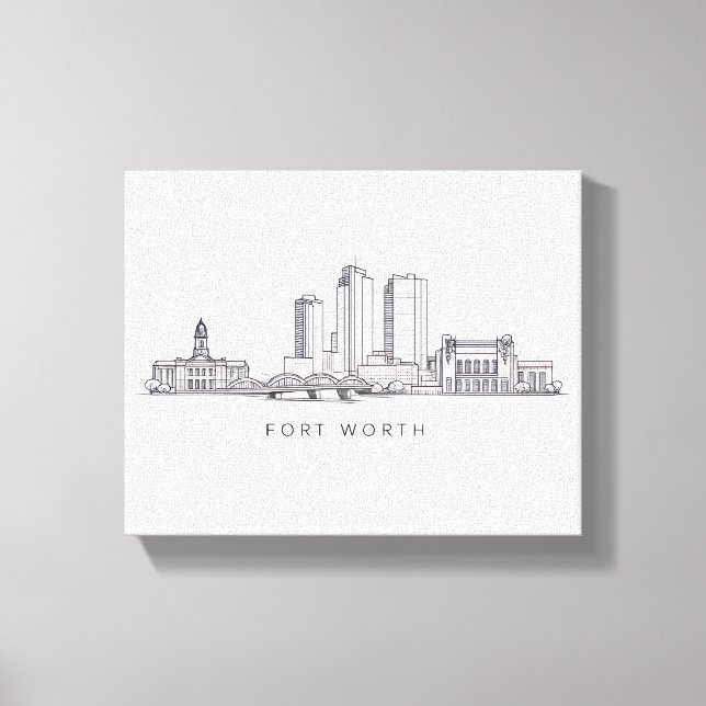 Toile Minimalist Fort Worth Skyline Line Art (Recto)