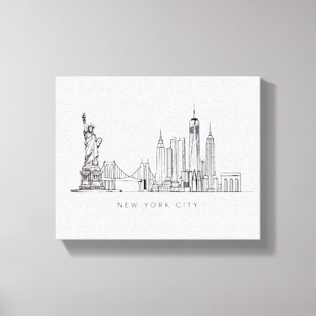 Toile Minimalist New York City Skyline Line Art (Recto)