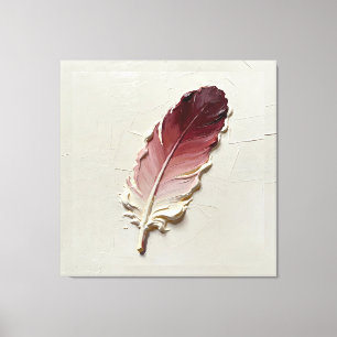 Toile Minimaliste 3D Huile Bourguignon Rose Plume Bois