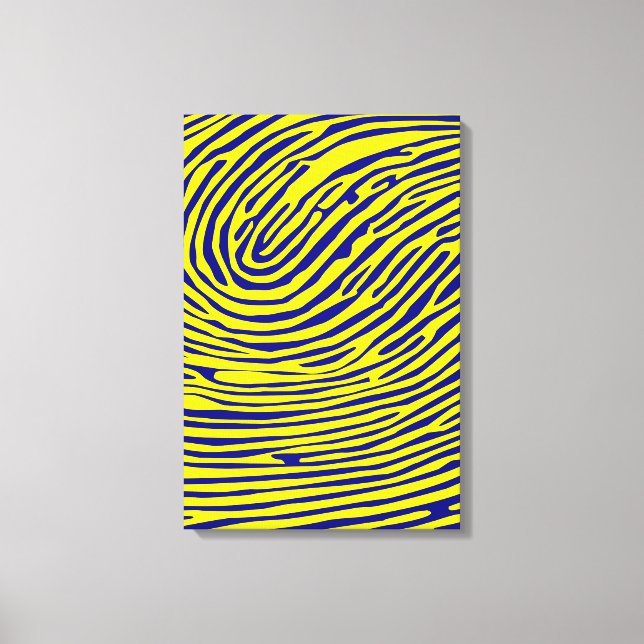 Toile Minimaliste d'empreintes digitales jaunes (Recto)