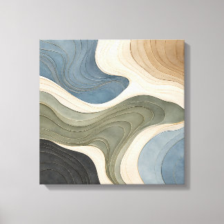 Toile Minimaliste Vagues Topographiques 3D en Plâtre Abs