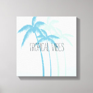 Toile Mint Blue Tropical Palm Trees Ombre