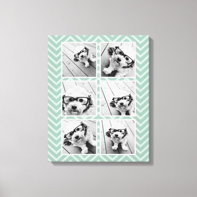 Toile Mint Chevron Motif avec Collage photo 6 tendance (Recto)