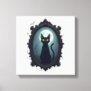 Toile Miroir de chat hanté