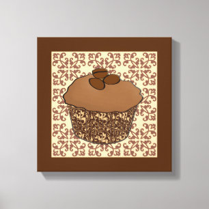 Toile Mocha / Café Frosted Cupcake, Arrière - plan dente