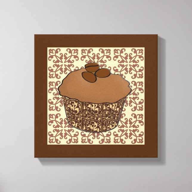 Toile Mocha / Café Frosted Cupcake, Arrière - plan dente (Recto)