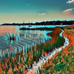 Toile Mod Colors Cape Cod Bay Ocean Pathway