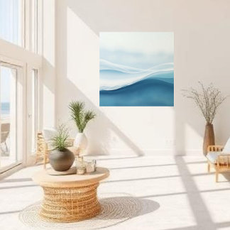 Toile Modern Abstract Blue Calm Serene Waves