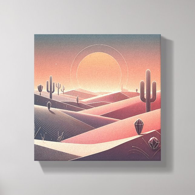 Toile Modern Abstract Desert Landscape - Geometric Sunse (Recto)