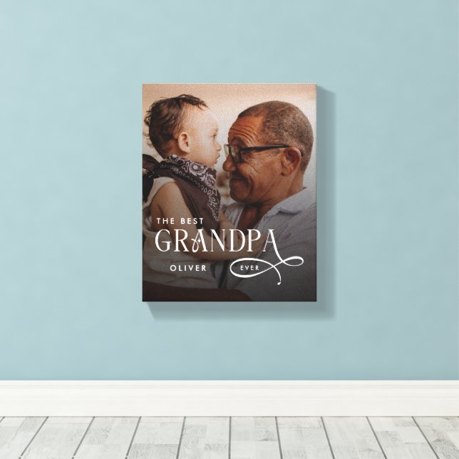 Toile Modern Best GrandPa Ever Photo Personalized (Insitu (Plancher de Bois))