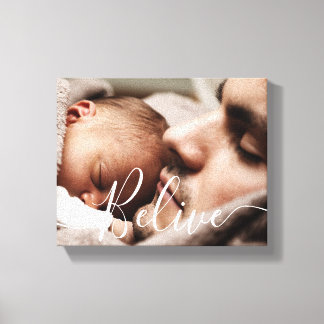 Toile Modern handwritten script Believe Canvas Print