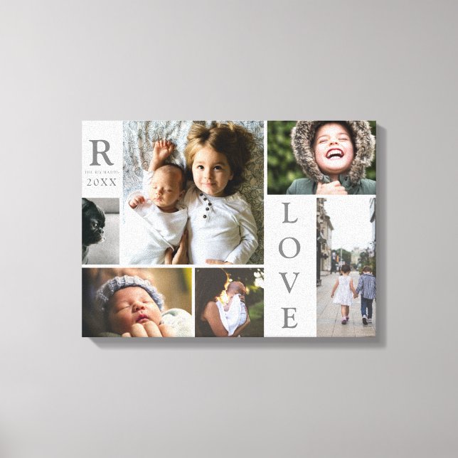 Toile Modern Love White Color Block Family Photo Collage (Recto)