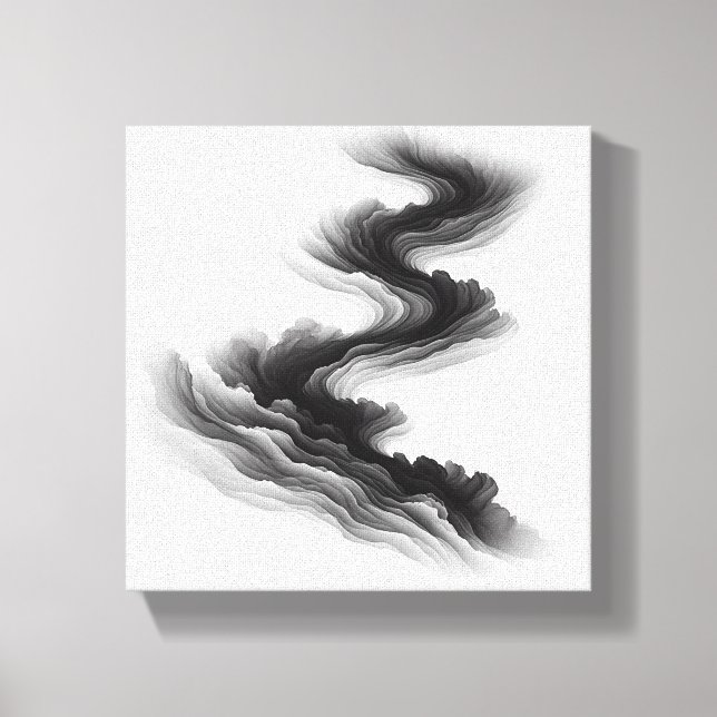 Toile Modern Minimalist Abstract Layered Flow - Smoke  (Recto)